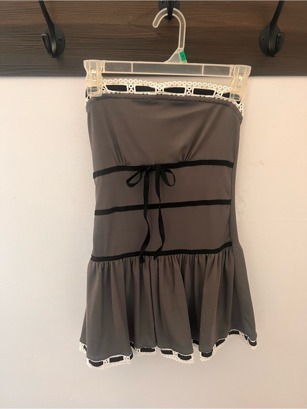 Strapless Black & Gray Lace-Trim Dress